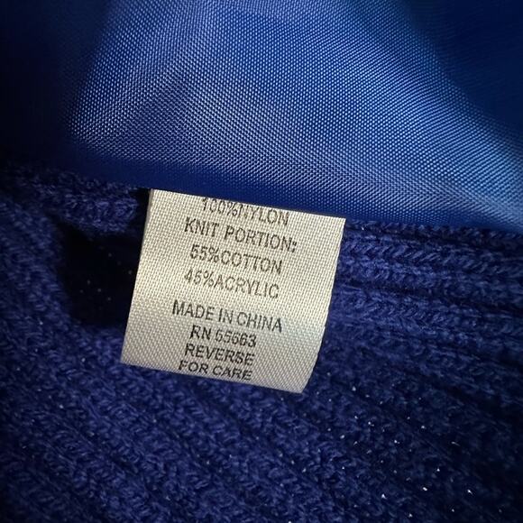 Blue Knit Sweater Quilted Vest Full Zip Front Nautical Preppy Coastal Yacht - Picture 7 of 7